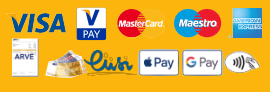 Maksevõimalused: Visa, V Pay, MasterCard, Maestro, Amereican Express, Arvega, Sularahas, Liisi järelmaksuga, Apple Pay, Google Pay, Kontaktivabalt